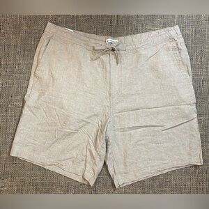 Cubavera Linen Blend Tan Shorts, Size XL, Elastic Drawstring Waist, Pockets
